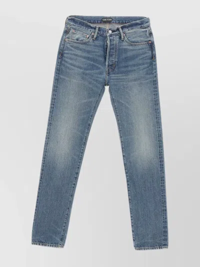 Tom Ford Regular Denim Trousers Faded Wash In Blue