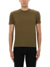 Tom Ford Brown Lyocell Cotton Crew T-shirt In Green