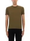 Tom Ford Brown Lyocell Cotton Crew T-shirt In Green