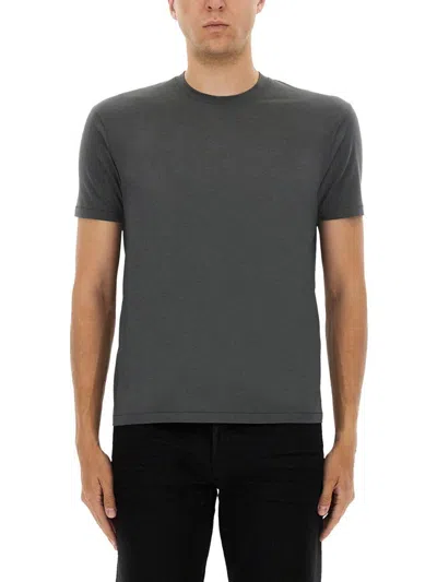 Tom Ford Grey Regular Fit T-shirt With Classic Crew Neckline In Gray