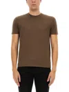 Tom Ford Regular Fit T-shirt In Lyocell And Cotton In Brown