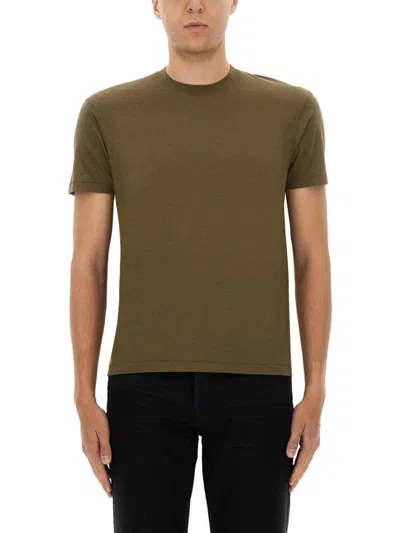 Tom Ford Khaki Cotton Stretch Jersey T-shirt In Military Green