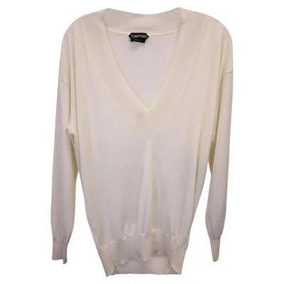 Pre-owned Tom Ford Rejected  Fine V-neck Sweater In Beige Cashmere In Brown