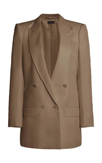 Tom Ford Relaxed Double-breasted Wool Jacket In Brown