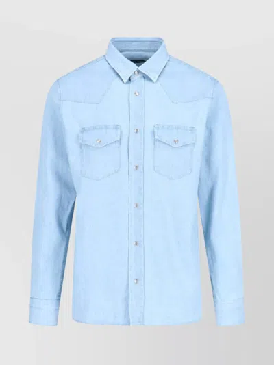 Tom Ford Relaxed Fit Shirt Long Sleeves In Blue
