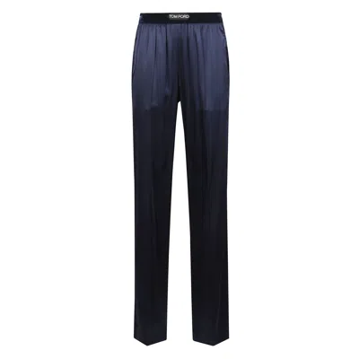 Tom Ford Relaxed Satin Pants In Blue