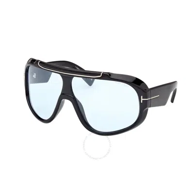 Tom Ford Rellen Blue Mask Unisex Sunglasses Ft1093 01v 71 In Shiny Black