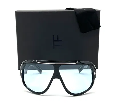 Pre-owned Tom Ford Rellen Ft1093 01v Black / Blue Photochromic 71mm Sunglasses Tf1093