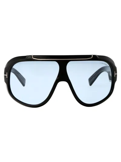 Tom Ford Rellen Sunglasses In 01v Nero Lucido / Blu