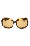 Tom Ford Ren 60mm Geometric Sunglasses In Brown