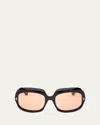 Tom Ford Ren Acetate Square Sunglasses In Sblk/brn