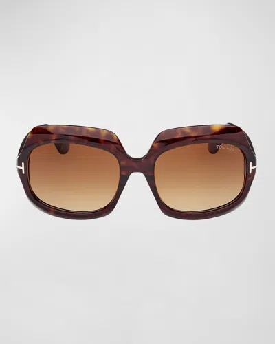 TOM FORD REN GRADIENT ACETATE ROUND SUNGLASSES