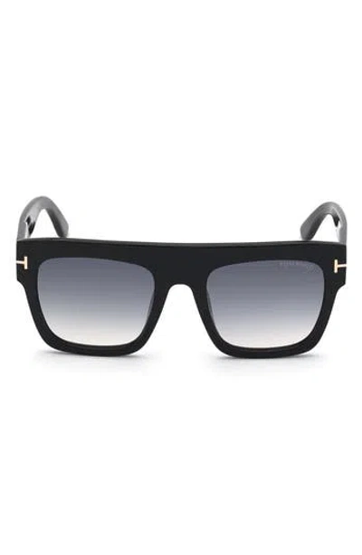 Tom Ford Renee 52mm Gradient Flat Top Square Glasses In Black
