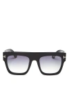Tom Ford Renee Flat Top Sunglasses, 52mm In Shiny Black  / Gradient Smoke