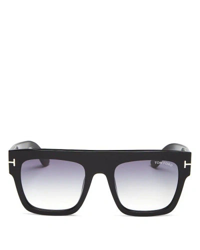 Tom Ford Renee Flat Top Sunglasses, 52mm In Shiny Black  / Gradient Smoke