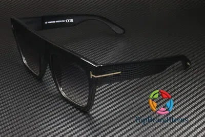 Pre-owned Tom Ford Renee Ft0847 01b Shiny Black Grad Smoke Plastic 52 M Women's Sunglasses In Gray