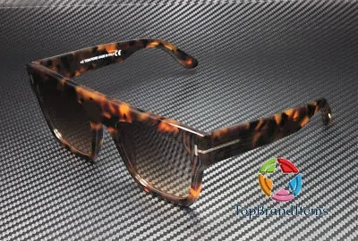 Pre-owned Tom Ford Renee Ft0847 52b Dk Havana Grad Smoke Plastic 52 Mm Women's Sunglasses In Gray