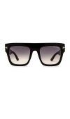 Tom Ford Renee Sunglasses In Shiny Black & Gradient Smoke Lens