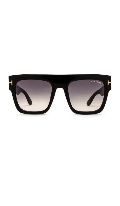 Tom Ford Renee Sunglasses In Shiny Black & Gradient Smoke Lens