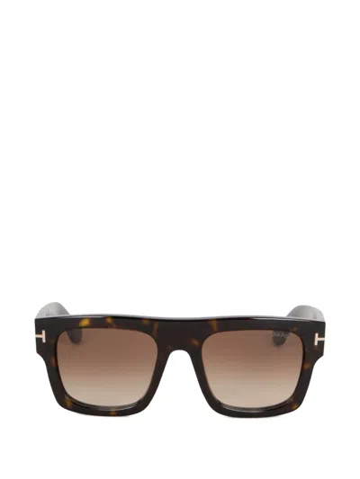 Tom Ford Renee Tortoiseshell-effect Square-frame Sunglasses In Red