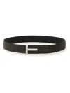 Tom Ford Reversible Calf Leather Belt In Black