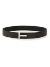 Tom Ford Reversible Calf Leather Belt With Buckle In Black