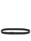 Tom Ford T Logo Buckle Belt In Grained Leather In Black