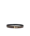 Tom Ford Reversible Belt With Logo Plaque In Black