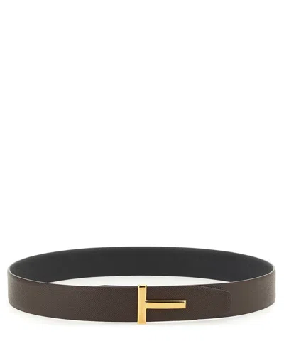 Tom Ford Reversible Belt In Brown