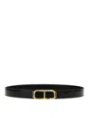 Tom Ford Shiny Printed Goat Stadium T Belt 30 Mm In Black