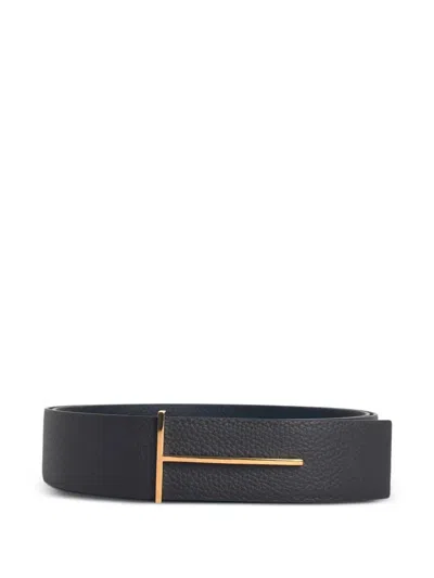 Tom Ford Reversible Belt With T-buckle In Black