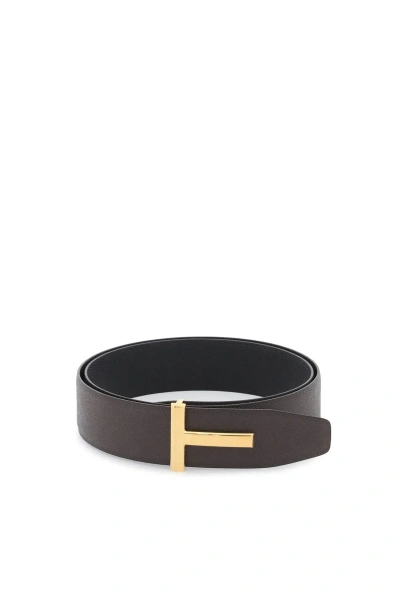 Tom Ford Reversible Belt With T Buckle In Multi-colored