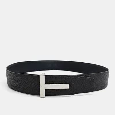 Pre-owned Tom Ford Reversible Black Leather Belt