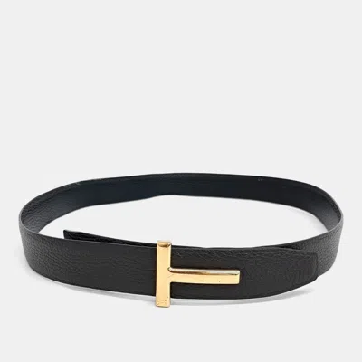 Pre-owned Tom Ford Reversible Black Leather Belt