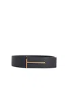 Tom Ford Reversible Leather Belt Adjustable Length Textured In Black