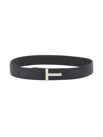Tom Ford Reversible Calf Leather Belt In Black