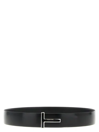Tom Ford Reversible Calf Leather Belt In Black