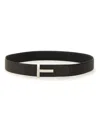 Tom Ford Reversible Calf Leather Belt With Buckle In Black
