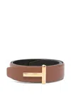 Tom Ford Reversible Calfskin Leather Belt In Brown