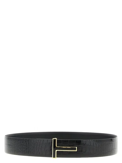Tom Ford Reversible Crocodile Belt In Animal Print