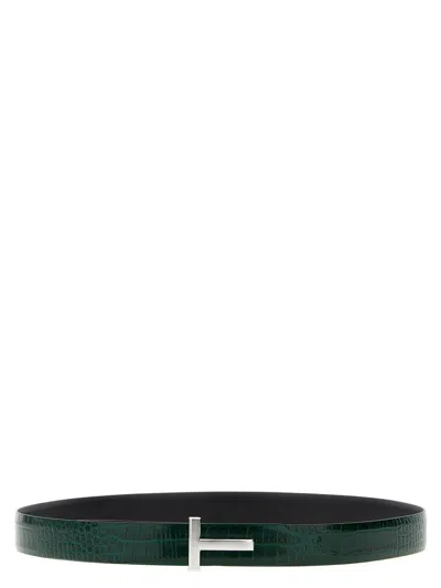 TOM FORD TOM FORD REVERSIBLE CROCODILE LEATHER BELT