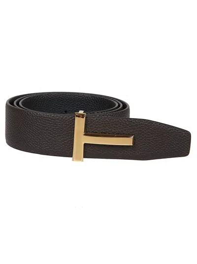 Tom Ford Reversible Icon T-buckle Belt In Brown