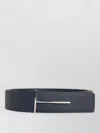 Tom Ford Dark Brown Reversible Textured Silver Buckle Belt In Blue