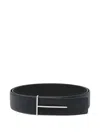 Tom Ford Dark Brown Reversible Textured Silver Buckle Belt In Blue