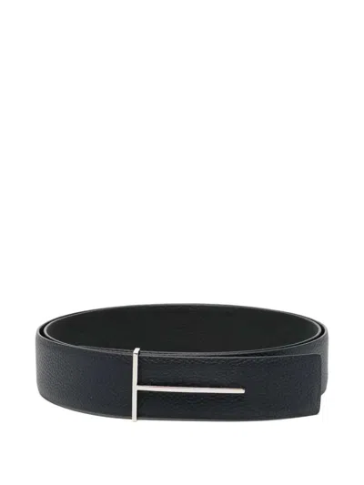 Tom Ford Reversible Leather Belt In Blue