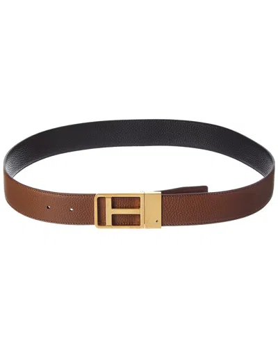 Tom Ford Reversible Leather Belt In Brown
