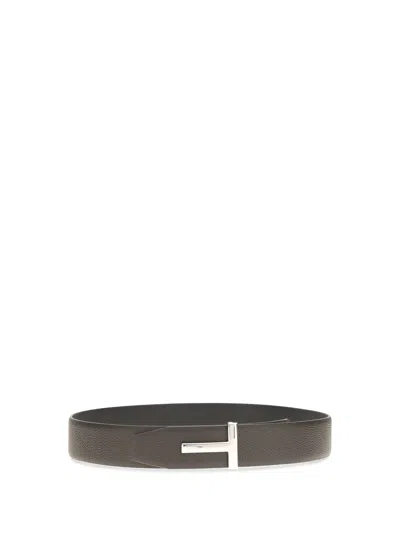 Tom Ford Reversible Leather Belt In Brown