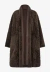 Tom Ford Reversible Open Shearling Coat In Coffee