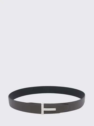 Tom Ford Reversible Pebbled Leather Monogram Buckle Belt In White