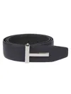 Tom Ford Grained Leather T-buckle Belt Accessories In Black